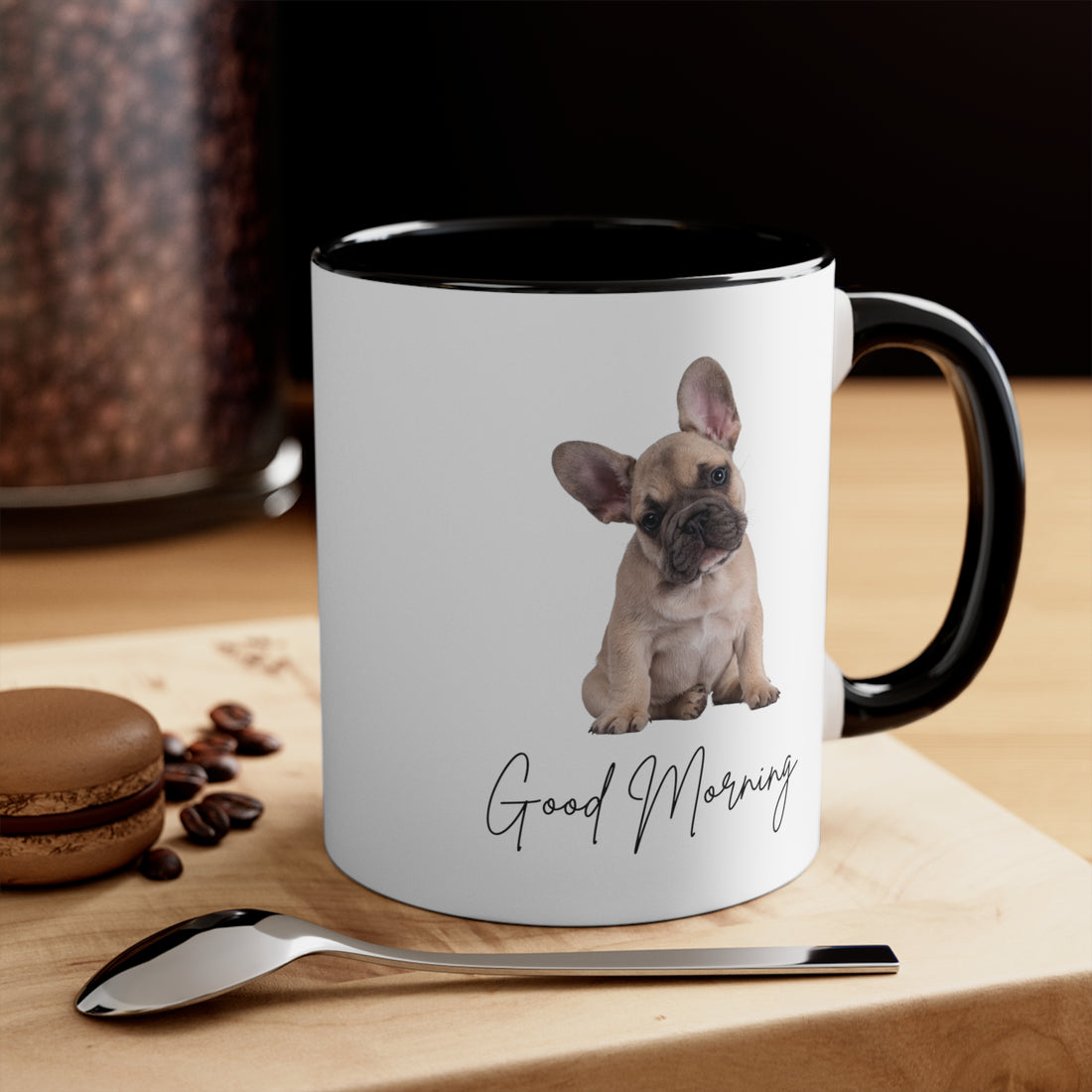 Frenchie Mornings Classic Ceramic Coffee Mug, 11oz Multi Colors