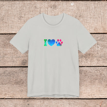 I Love My Dog with Hearts-- Comfy Womens Bella+Canvas Style Tee-- Gift for Her, Dog Mom Gift, Custom Dog Shirt