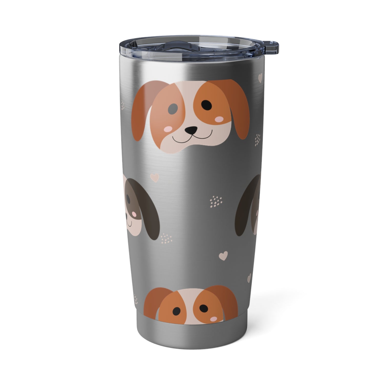 Smiley Dog Metal Tumbler 20 oz Custom Dog Lover Mug Pet Owner Cup Gift for Her Gift for Kids