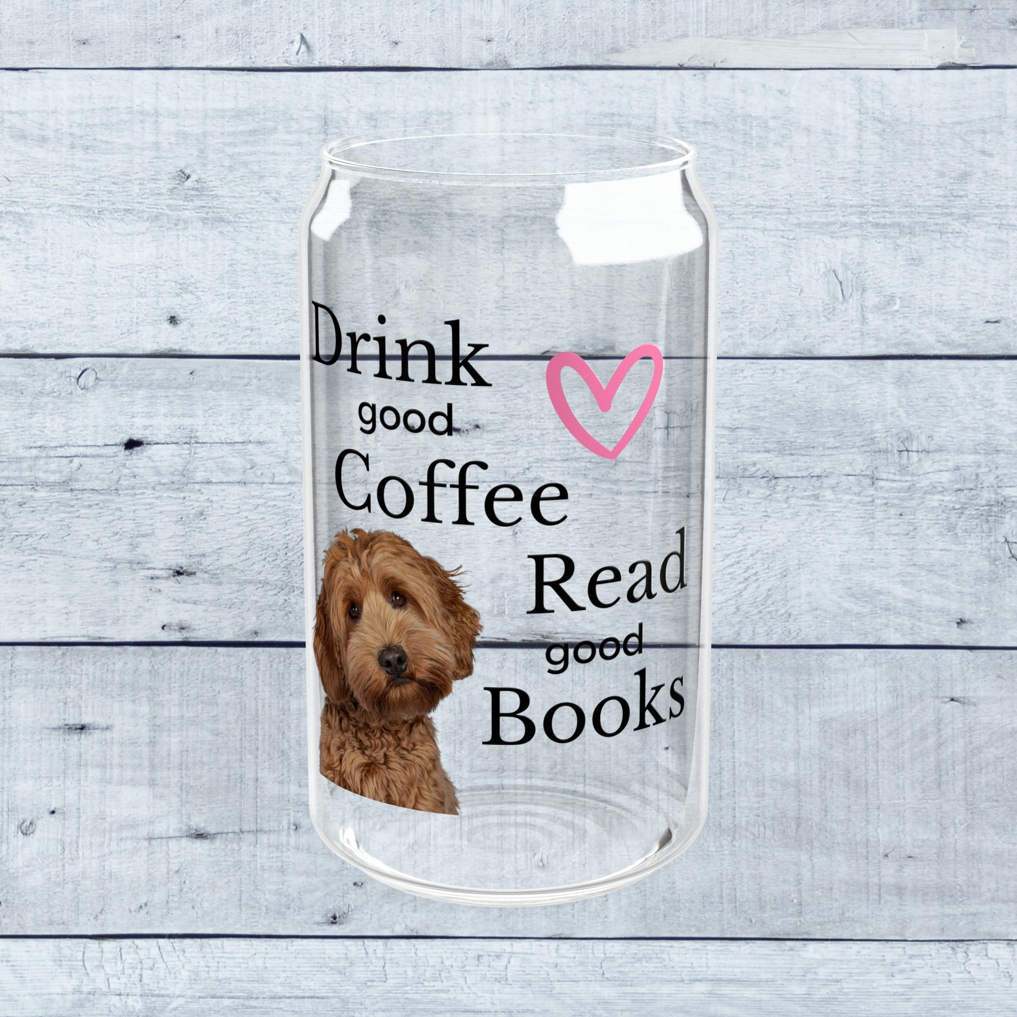 Drink Good Coffee, Read Good Books with Cockapoo Glass Tumbler 16oz – Unique Pet Owner Gift for Dog Lovers