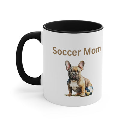 Soccer Mom with  French Bull Dog Multi-Color Coffee Mug for Dog Lovers Dog Mom Pet Owner Soccer Mom Gift for Her