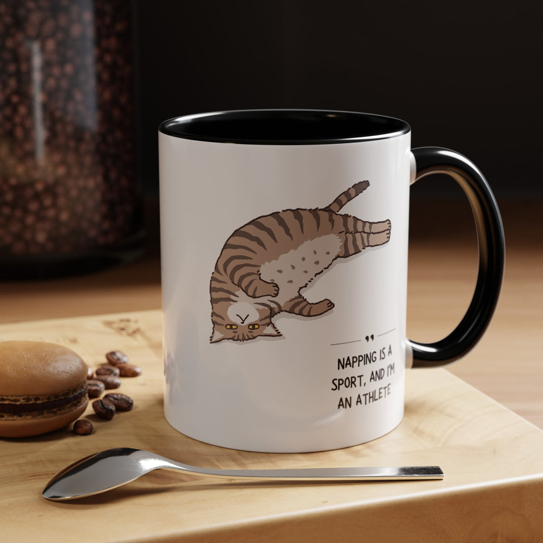 Napping is a Sport with Cat on Classic Ceramic Coffee Mug, 11oz Multi Colors for Cat Lovers