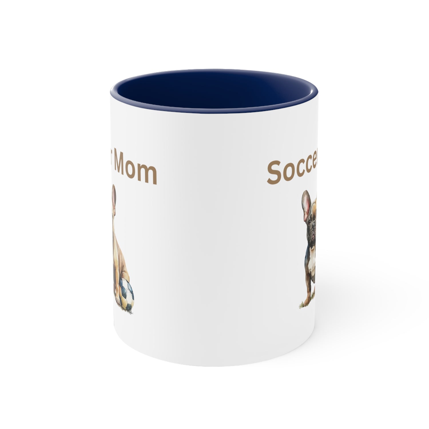 Soccer Mom with  French Bull Dog Multi-Color Coffee Mug for Dog Lovers Dog Mom Pet Owner Soccer Mom Gift for Her