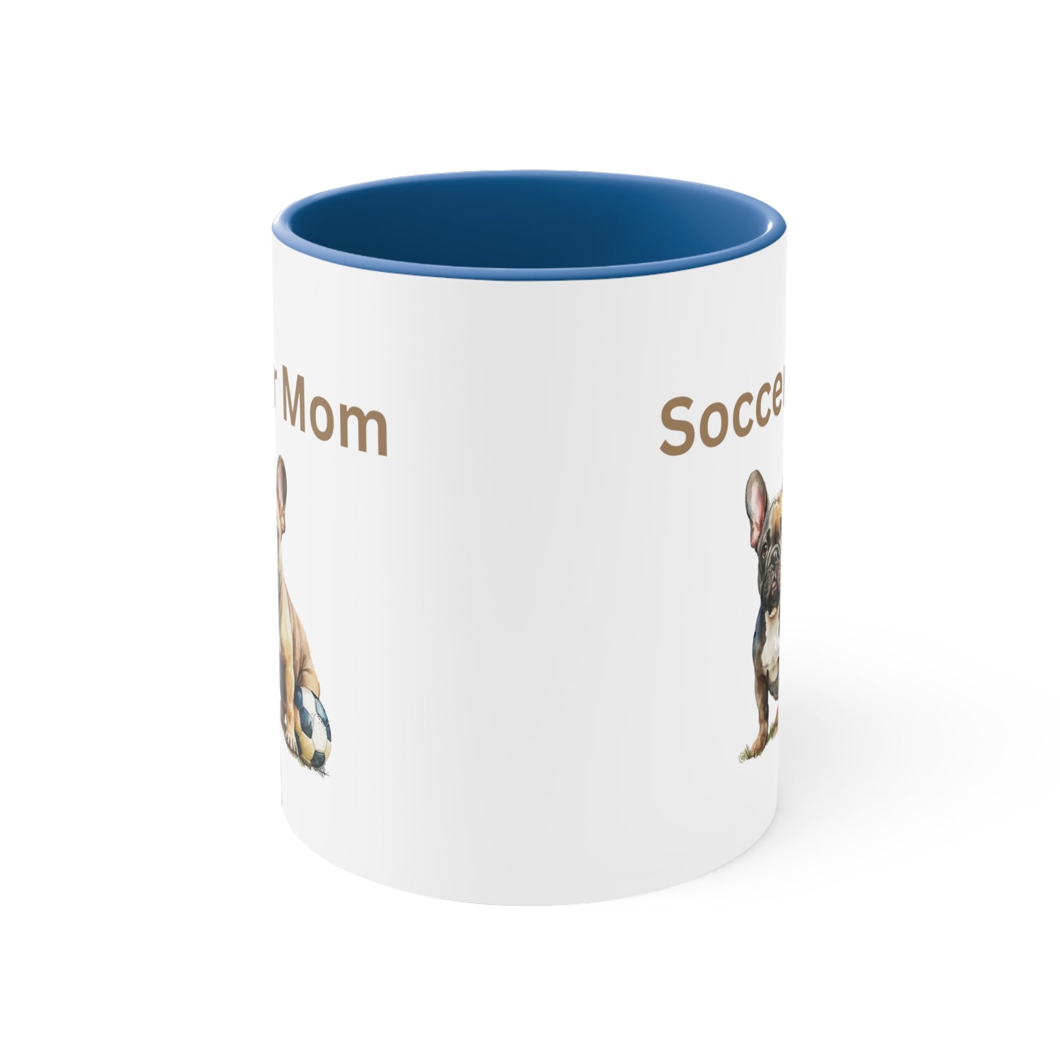 Soccer Mom with  French Bull Dog Multi-Color Coffee Mug for Dog Lovers Dog Mom Pet Owner Soccer Mom Gift for Her