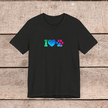 I Love My Dog with Hearts-- Comfy Womens Bella+Canvas Style Tee-- Gift for Her, Dog Mom Gift, Custom Dog Shirt