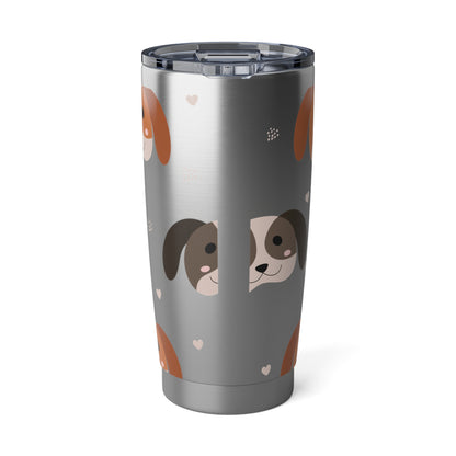 Smiley Dog Metal Tumbler 20 oz Custom Dog Lover Mug Pet Owner Cup Gift for Her Gift for Kids