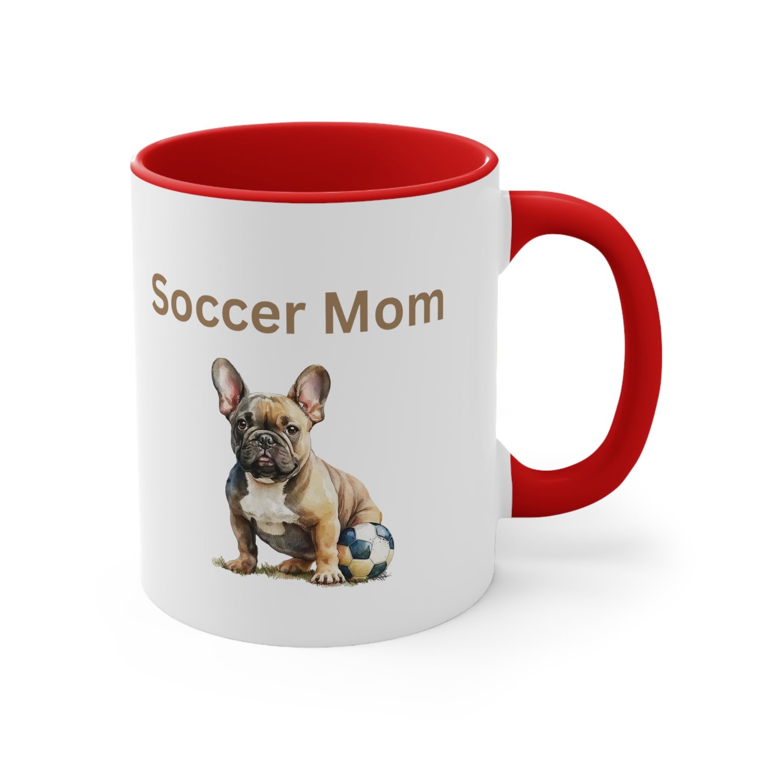 Soccer Mom with  French Bull Dog Multi-Color Coffee Mug for Dog Lovers Dog Mom Pet Owner Soccer Mom Gift for Her