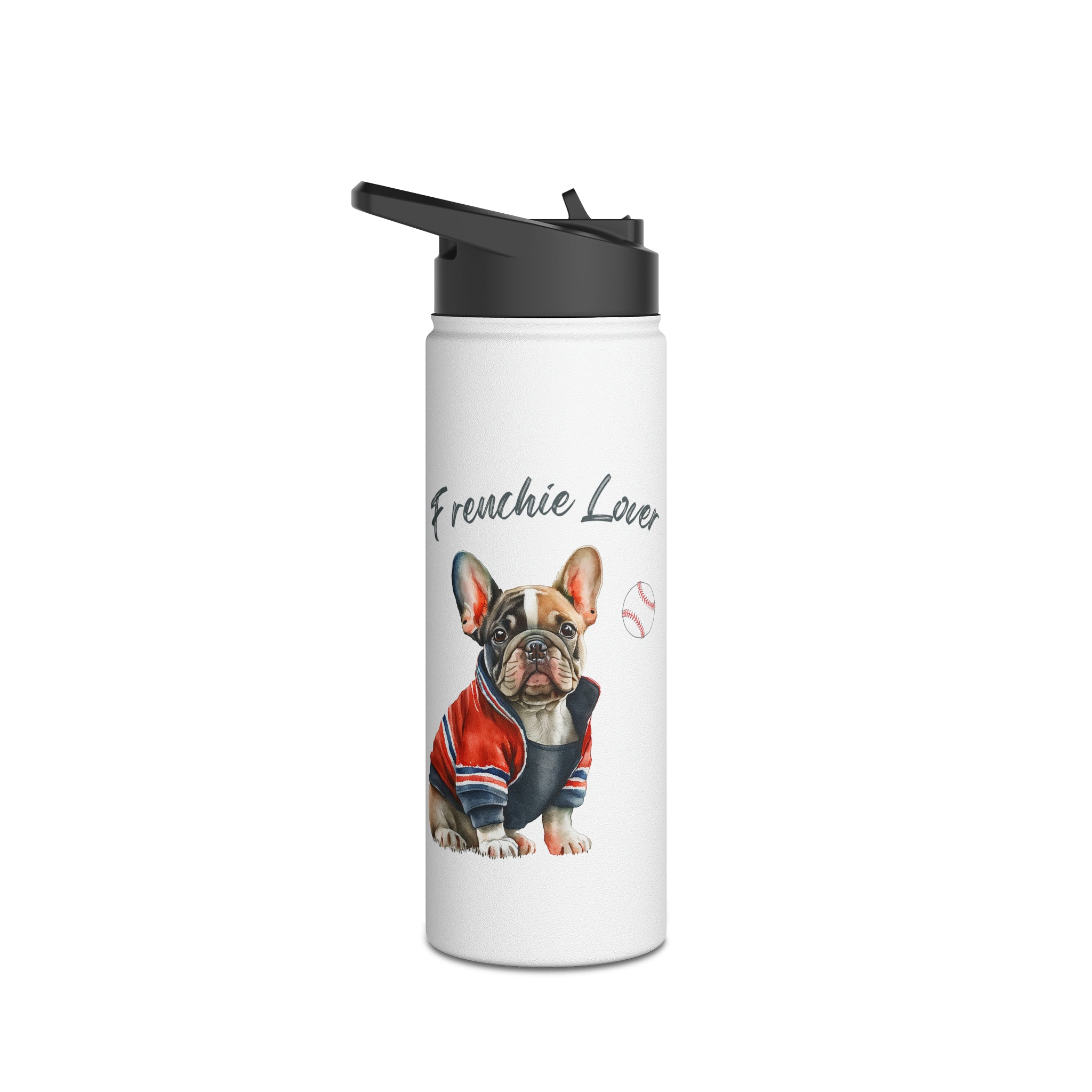 Frenchie Lover Baseball  Water Tumbler Stainless Steel Gift for Hot and Cold Drinks Frenchie Lover Dog Mom Gift for Him Gift for Her