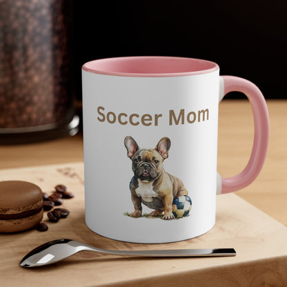 Soccer Mom with  French Bull Dog Multi-Color Coffee Mug for Dog Lovers Dog Mom Pet Owner Soccer Mom Gift for Her