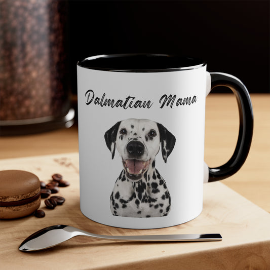 Dalmatian Mama Coffee Cup with Cute Dalmatian Puppy Dog on Multi-Color Coffee Mug for Animal Lovers, Pet Owners, Dog Lovers, Gift for Her