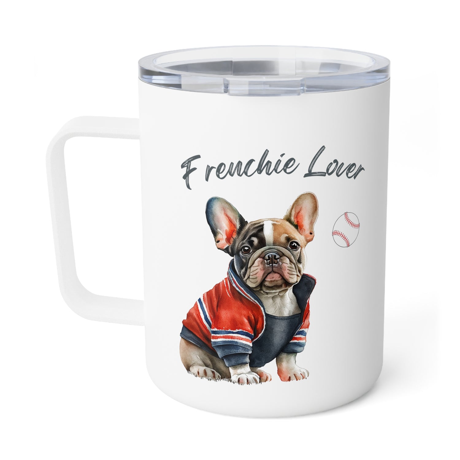 Frenchie Lover Mug with Baseball Insulated Coffee Mug, 10oz  for hot and cold drinks