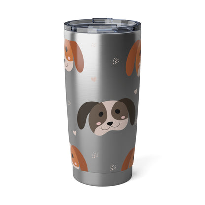 Smiley Dog Metal Tumbler 20 oz Custom Dog Lover Mug Pet Owner Cup Gift for Her Gift for Kids