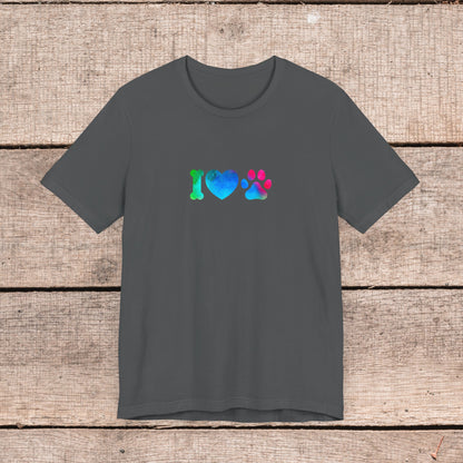 I Love My Dog with Hearts-- Comfy Womens Bella+Canvas Style Tee-- Gift for Her, Dog Mom Gift, Custom Dog Shirt