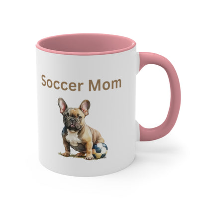 Soccer Mom with  French Bull Dog Multi-Color Coffee Mug for Dog Lovers Dog Mom Pet Owner Soccer Mom Gift for Her