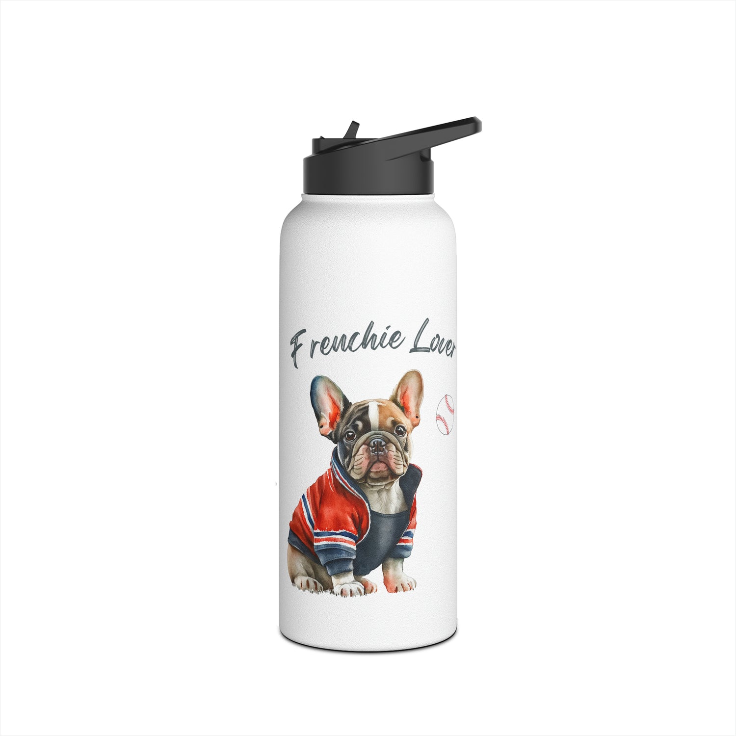 Frenchie Lover Baseball  Water Tumbler Stainless Steel Gift for Hot and Cold Drinks Frenchie Lover Dog Mom Gift for Him Gift for Her