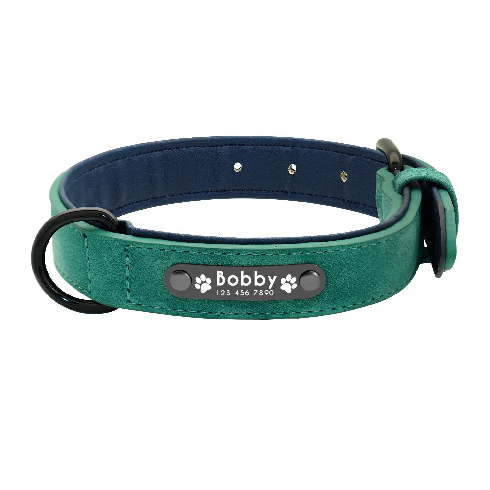 Custom Leather Dog Collar &amp; Leash Set - Personalized Durable Pet Collars for Small, Medium, &amp; Large Dogs