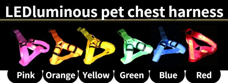 LED Luminous Dog Harness – USB Rechargeable Glowing Night Safety Harness for Medium &amp; Large Dogs