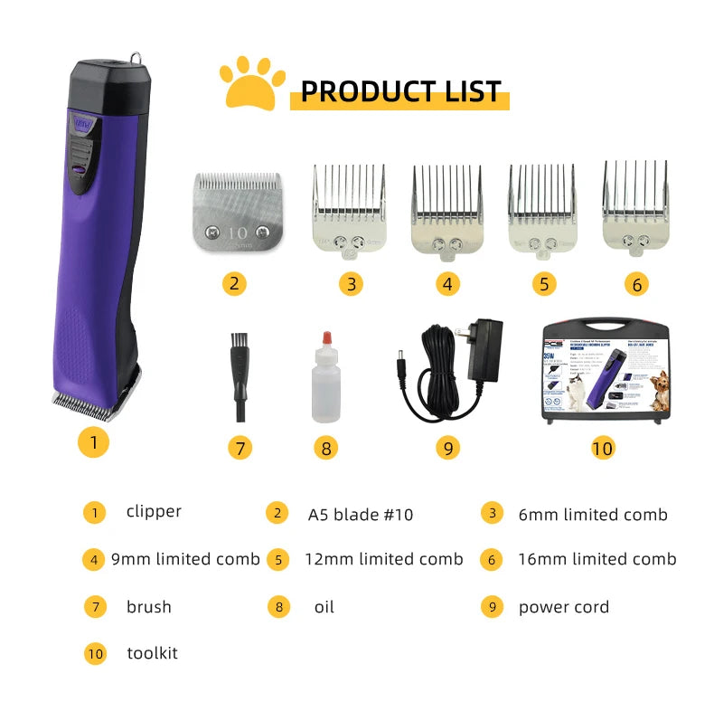 Grooming Clippers – High-Power Rechargeable Electric Pet Hair Trimmer for Dogs &amp; Horses