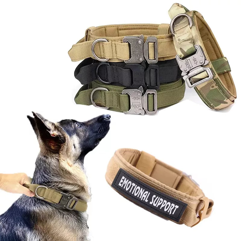 Tactical Police Dog Collar - Adjustable Durable Nylon Military Collar for German Shepherds, Medium &amp; Large Dogs, Walking &amp; Training Pet Accessories