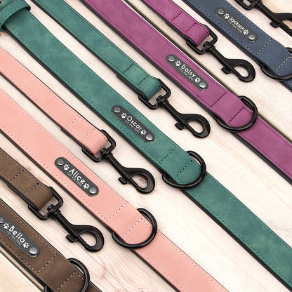 Custom Leather Dog Collar &amp; Leash Set - Personalized Durable Pet Collars for Small, Medium, &amp; Large Dogs