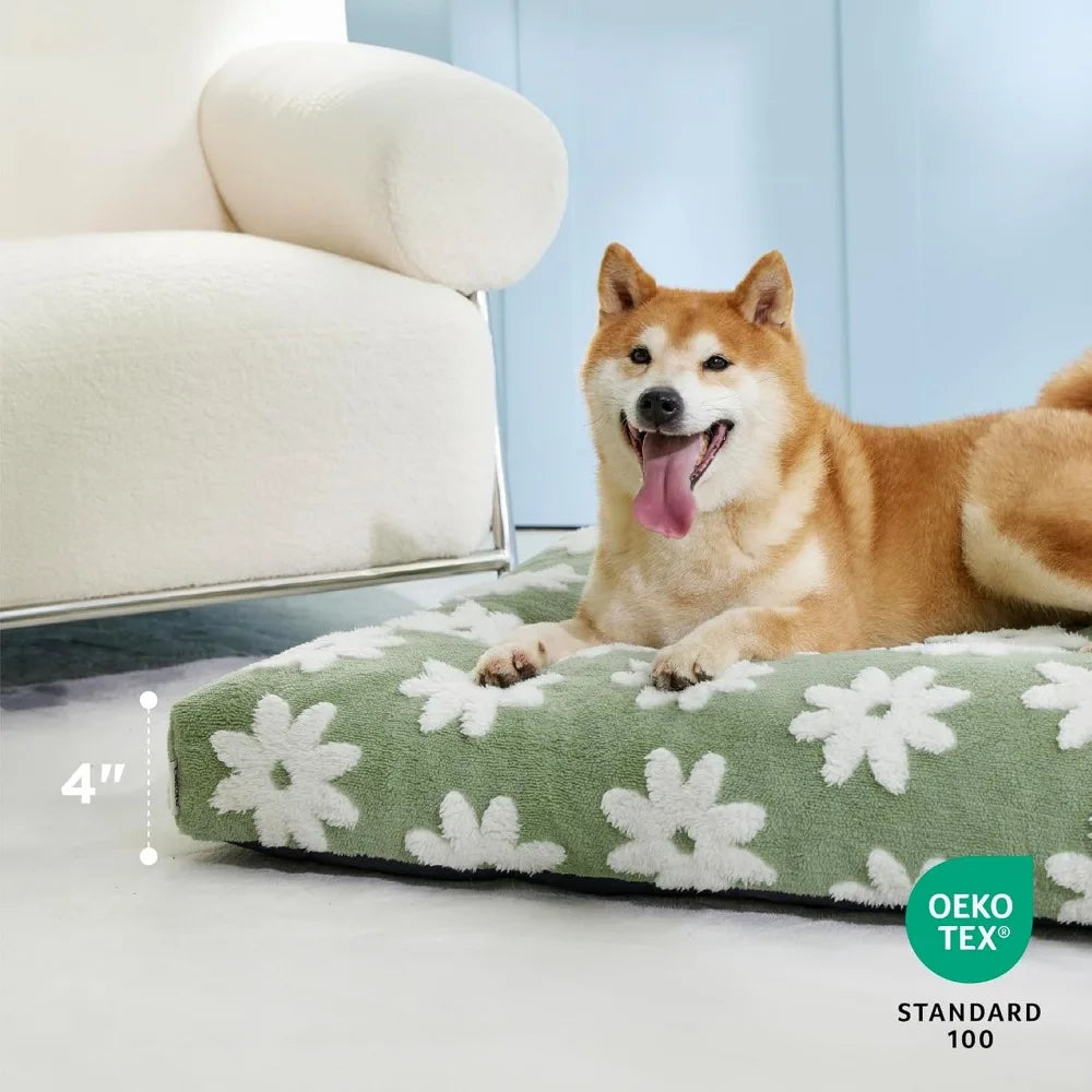 Extra Large Dog Bed | Removable Cover, Cute Modern Fuzzy Plush, Anti-Slip Bottom | Premium Comfort for Pets