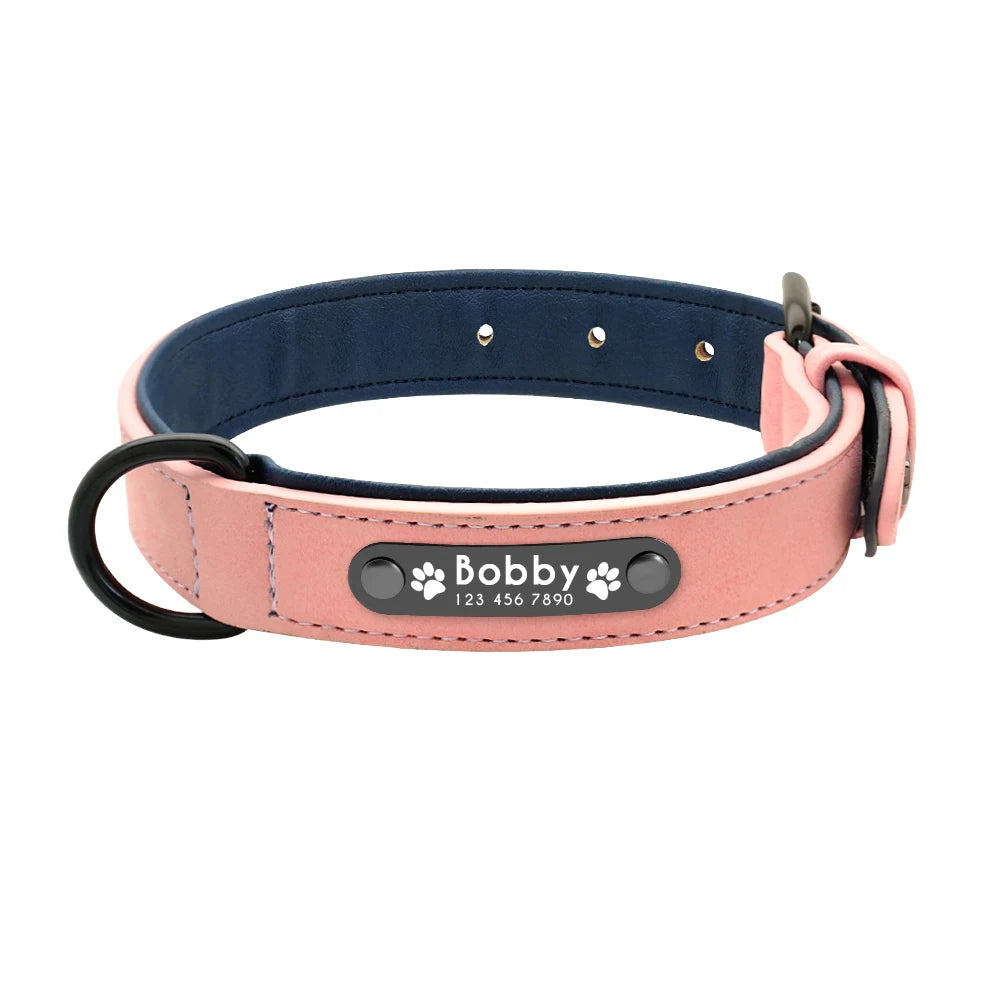 Custom Leather Dog Collar &amp; Leash Set - Personalized Durable Pet Collars for Small, Medium, &amp; Large Dogs