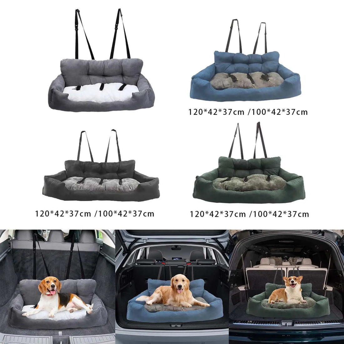 Dog Booster Seat - Soft Nonslip Pet Car Travel Bed with Removable Cover | Travel Booster Seat for Small, Medium, &amp; Large Dogs