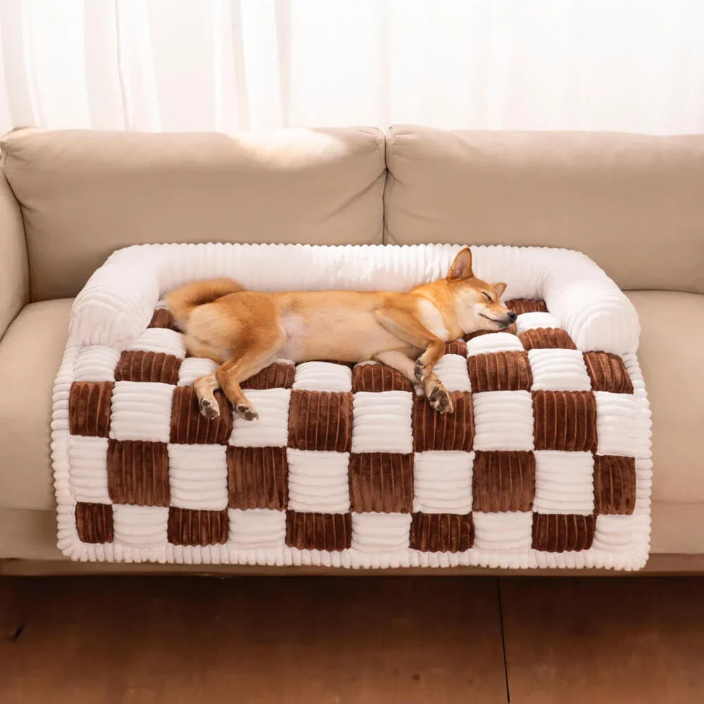 Luxury Plush Dog Bed Couch Cover for Large Dogs &amp; Cats - Warm Nest Bed with Cushion &amp; Long Blanket