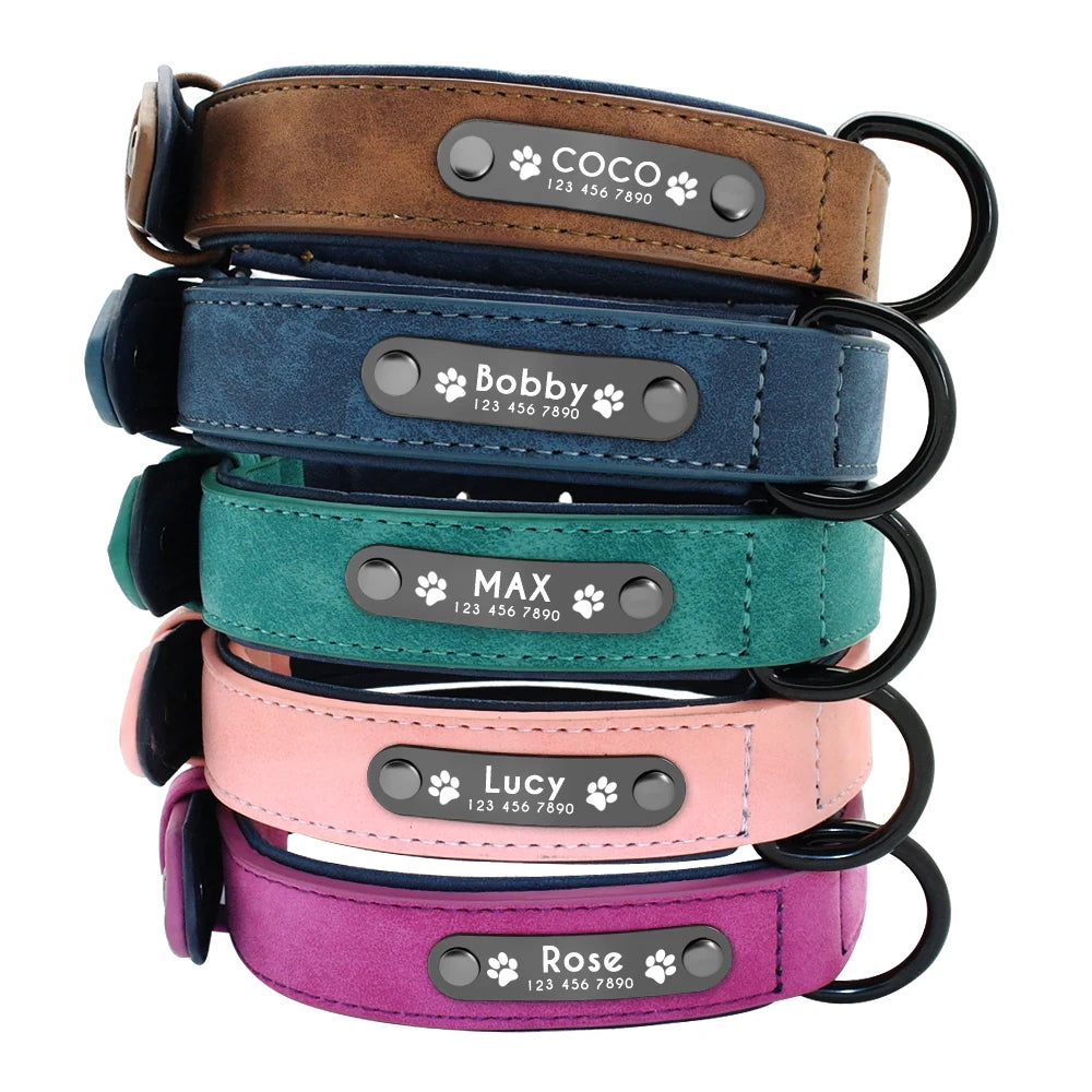 Custom Leather Dog Collar &amp; Leash Set - Personalized Durable Pet Collars for Small, Medium, &amp; Large Dogs