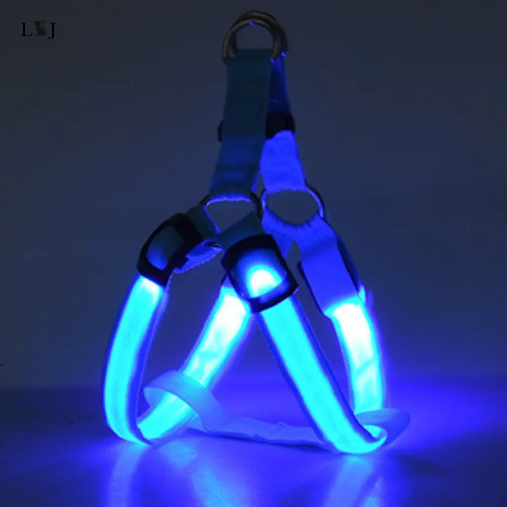 LED Luminous Dog Harness – USB Rechargeable Glowing Night Safety Harness for Medium &amp; Large Dogs