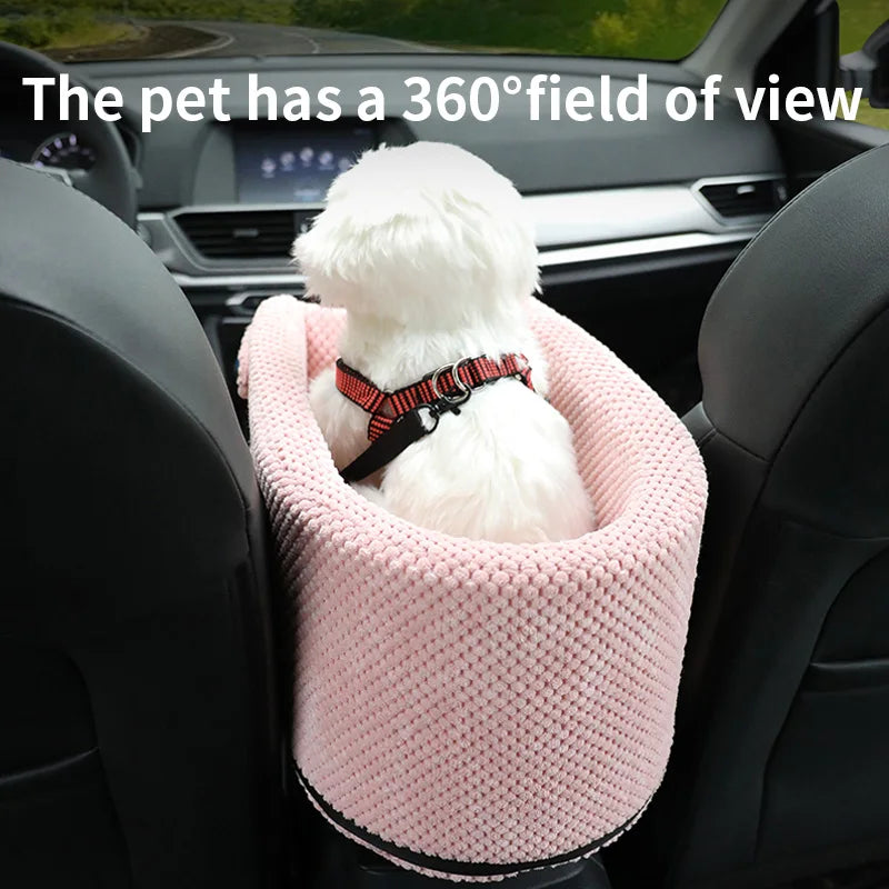 Portable Pet Dog Car Seat – Nonslip Carriers with Central Control Armrest Box &amp; Booster Kennel Bed for Small Dogs &amp; Cats