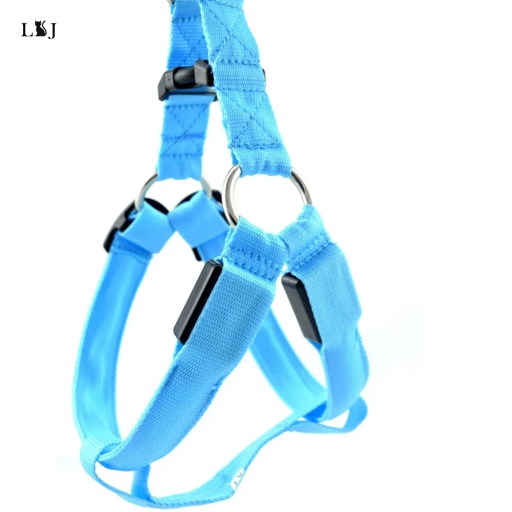 LED Luminous Dog Harness – USB Rechargeable Glowing Night Safety Harness for Medium &amp; Large Dogs