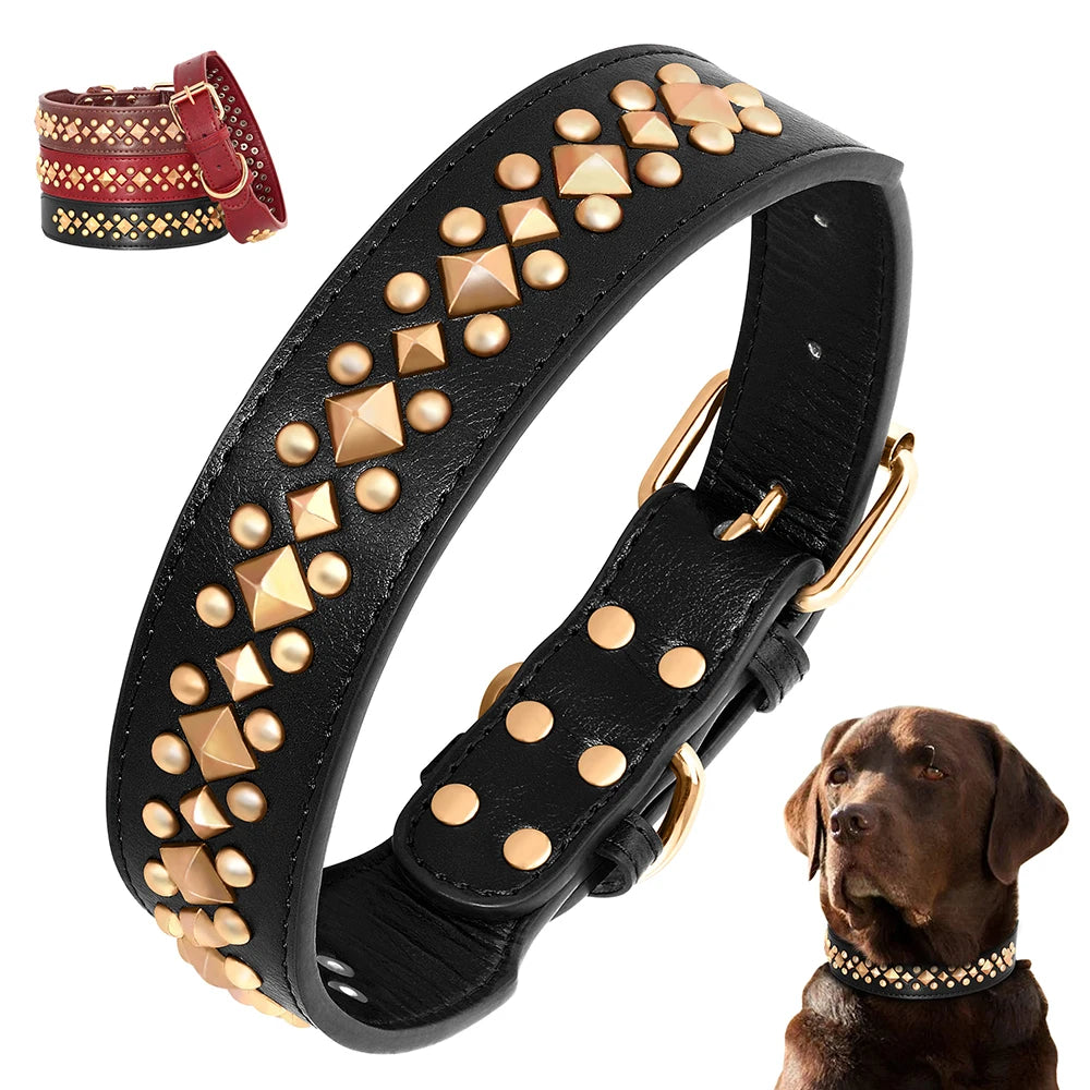 Cool Spiked Studded Leather Dog Collar - Adjustable for Small, Medium, &amp; Large Dogs | Durable &amp; Stylish