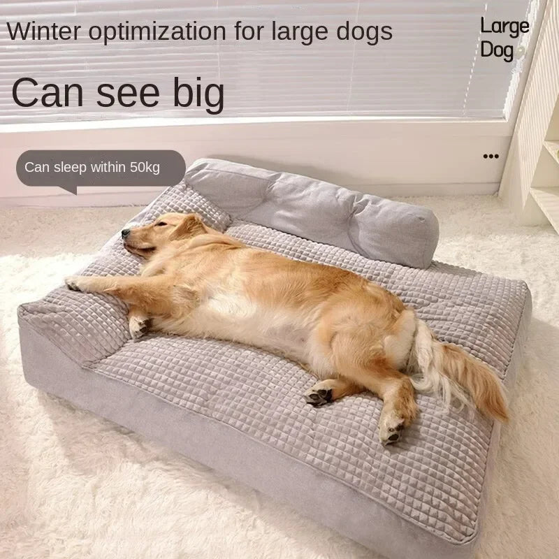 Comfortable Waterproof L-Shape Foam Dog Bed for Large Dogs | Machine Washable &amp; Spacious Mat