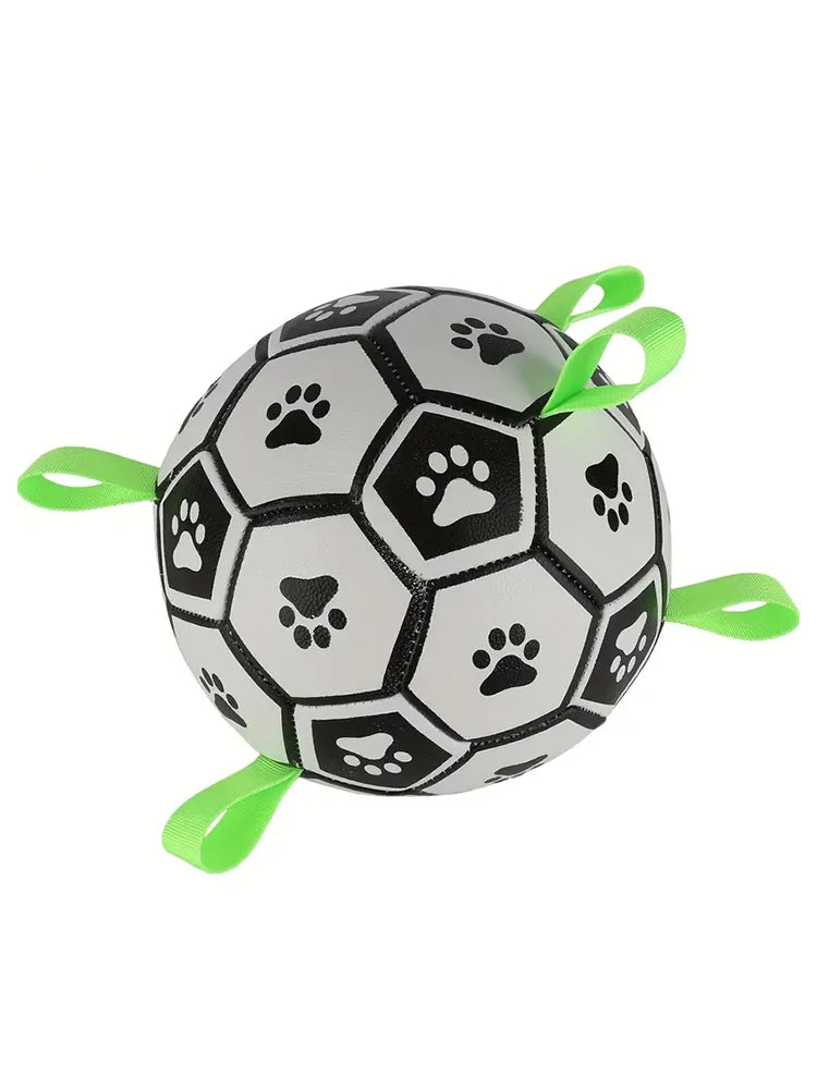 Durable Football Design Dog Chew Toy | Interactive Training &amp; Teeth Cleaning Ball with Straps