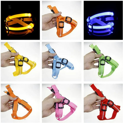 LED Luminous Dog Harness – USB Rechargeable Glowing Night Safety Harness for Medium &amp; Large Dogs