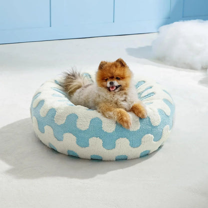 Luxury Plush Soft Non-Slip Pet Bed – Round, Cute Pattern | Removable &amp; Washable Cat and Dog Bed Large and Small Beds