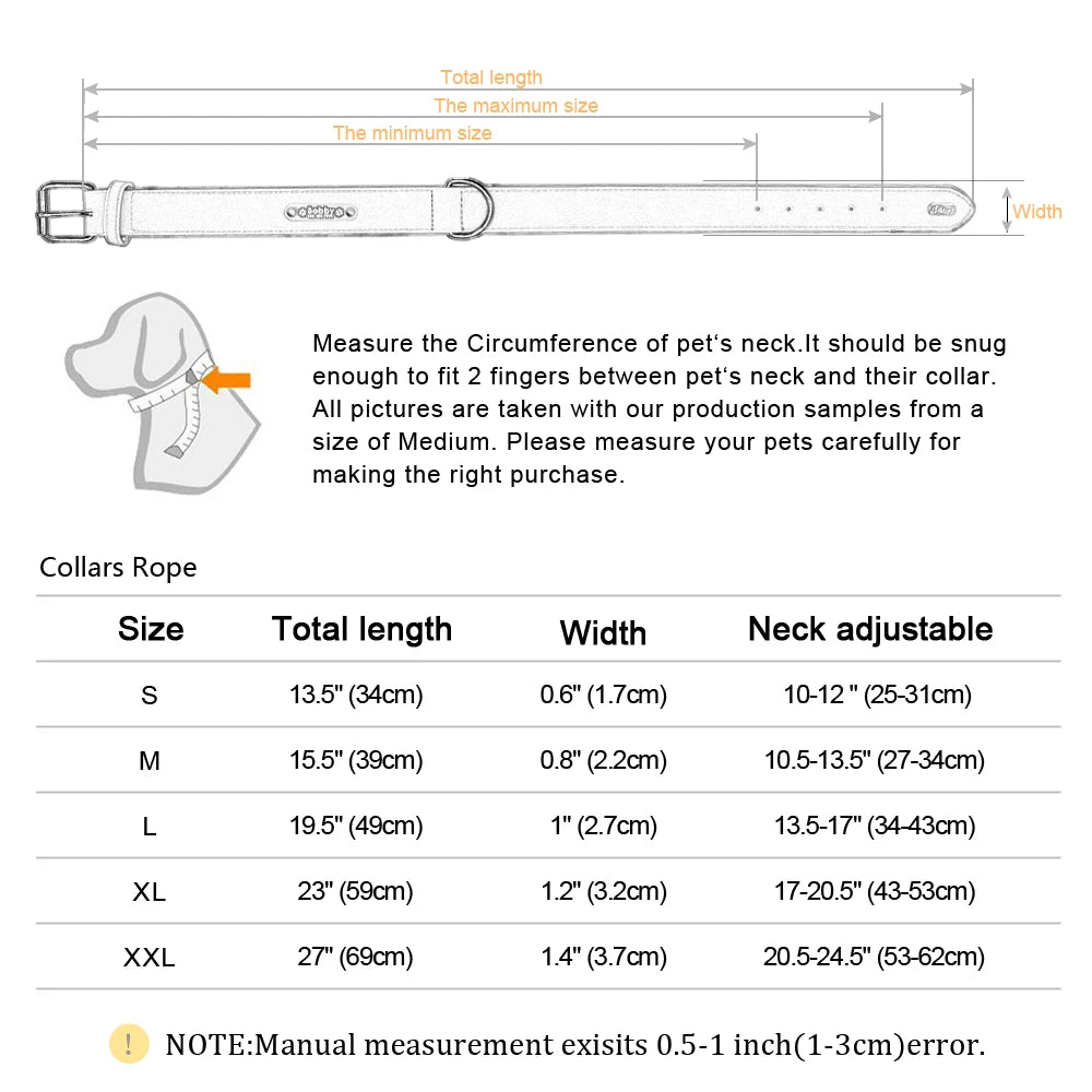 Custom Leather Dog Collar &amp; Leash Set - Personalized Durable Pet Collars for Small, Medium, &amp; Large Dogs