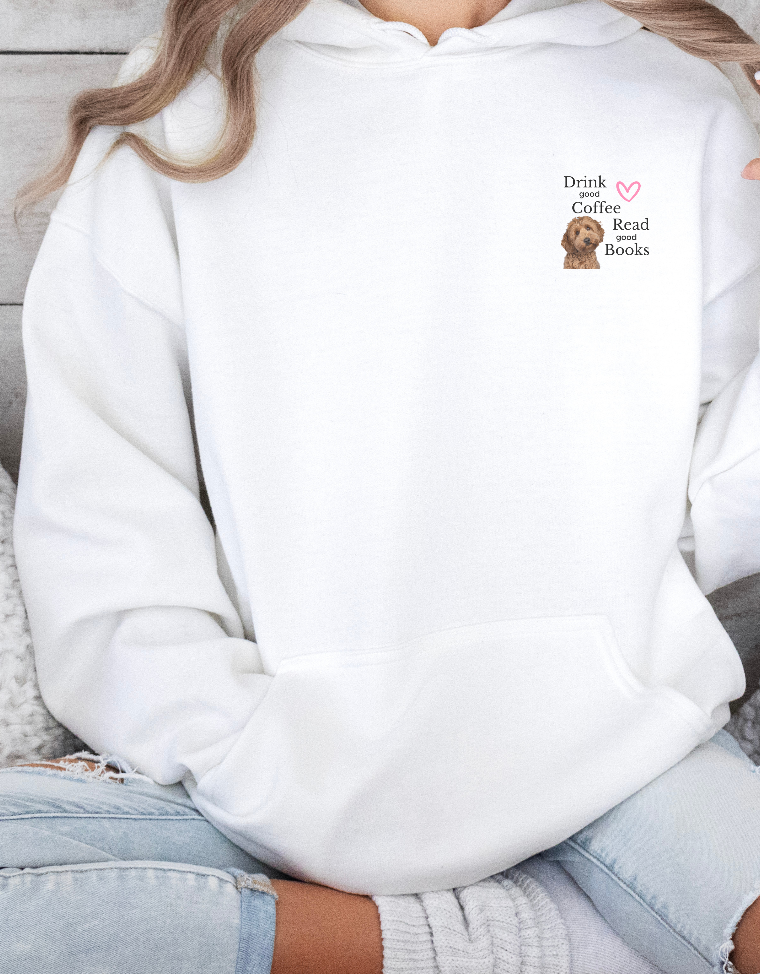 Drink Good Coffee, Read Good Books, Doodle Lover Hoodie – Comfy Oversized Sweatshirt