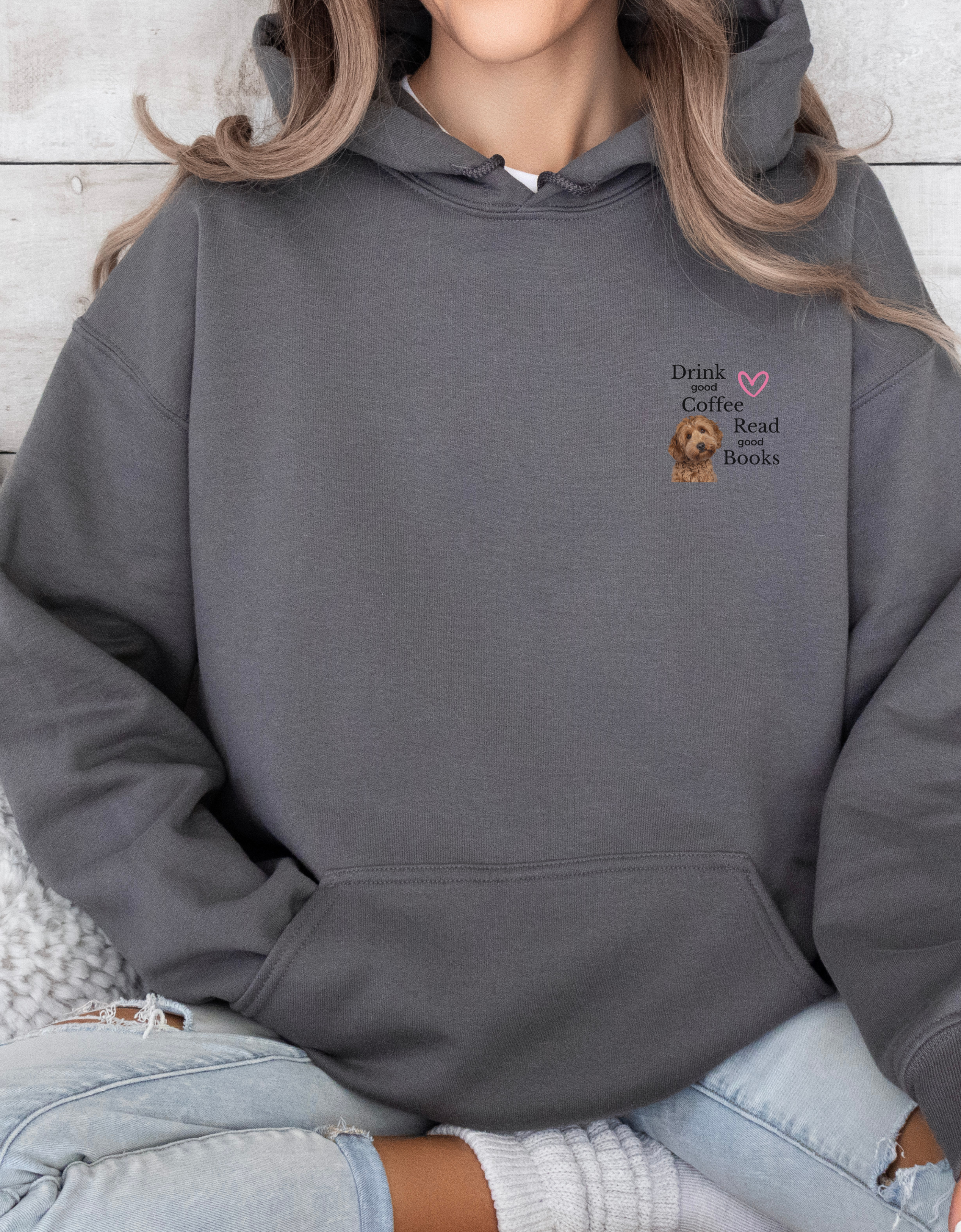 Drink Good Coffee, Read Good Books, Doodle Lover Hoodie – Comfy Oversized Sweatshirt