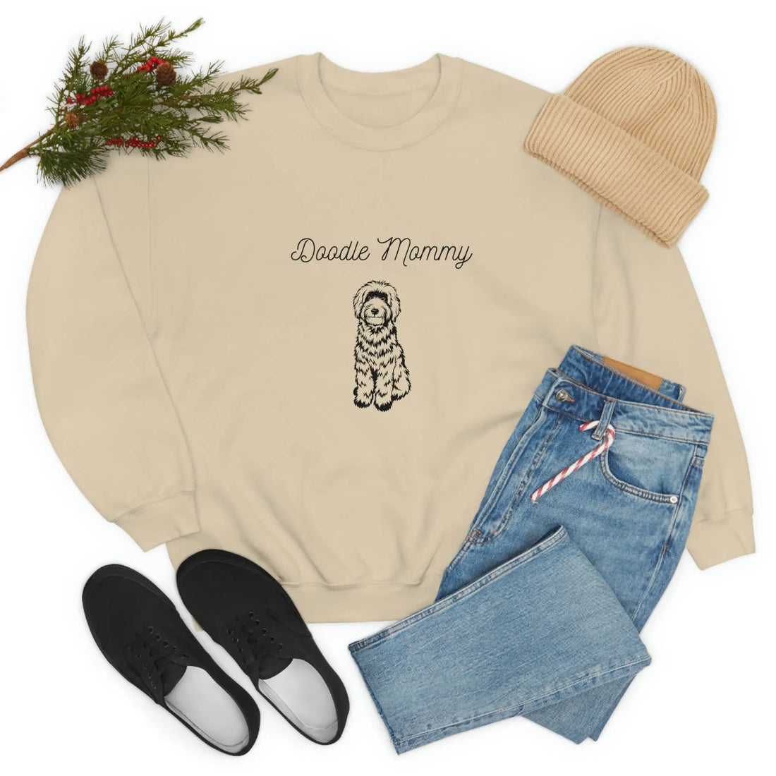 Doodle Mommy Sweatshirt- Comfy Unisex Heavy Blend Crewneck Sweatshirt Printify